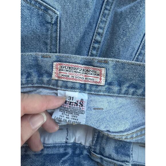 Vintage Guess Jeans Womens 31 Light Wash High Rise Tapered Leg Hong Kong Retro - Picture 5 of 11